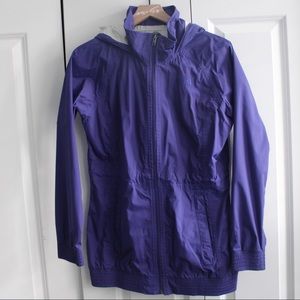 The North Face purple rain coat with hood